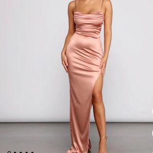 Windsor Store Lola High Split Satin Dress - size small
